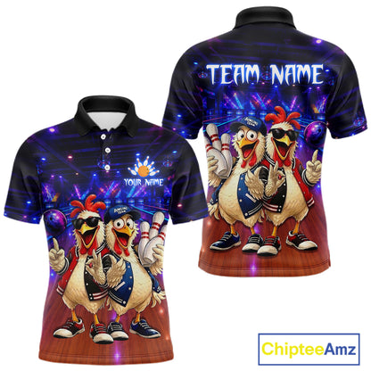 Custom Team Funny Chicken Bowling Shirt for Men Bowling Buddy Shirt Bowling Jersey QZT1240