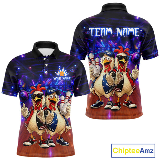 Custom Team Funny Chicken Bowling Shirt for Men Bowling Buddy Shirt Bowling Jersey QZT1240