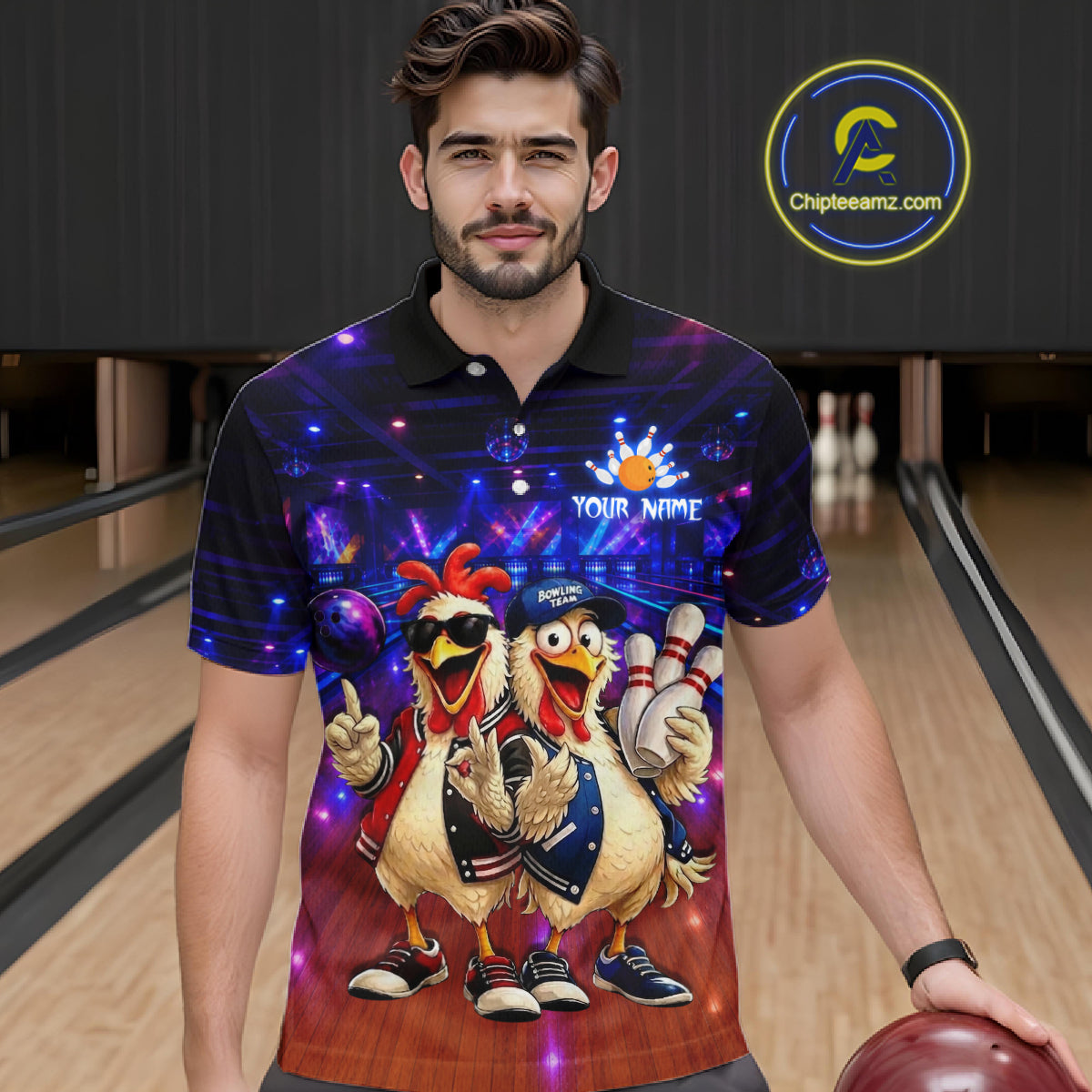 Custom Team Funny Chicken Bowling Shirt for Men Bowling Buddy Shirt Bowling Jersey QZT1240