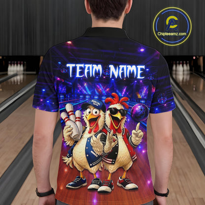 Custom Team Funny Chicken Bowling Shirt for Men Bowling Buddy Shirt Bowling Jersey QZT1240