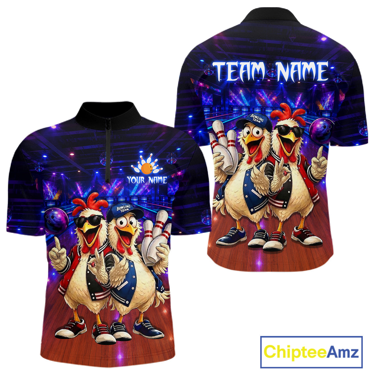 Custom Team Funny Chicken Bowling Shirt for Men Bowling Buddy Shirt Bowling Jersey QZT1240