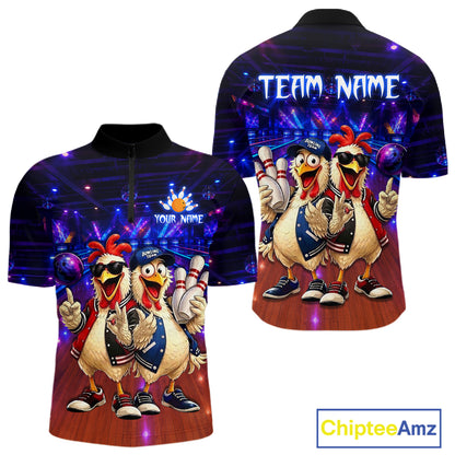 Custom Team Funny Chicken Bowling Shirt for Men Bowling Buddy Shirt Bowling Jersey QZT1240