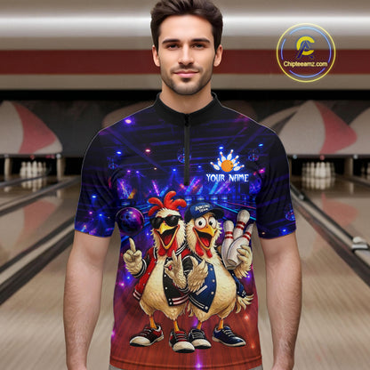 Custom Team Funny Chicken Bowling Shirt for Men Bowling Buddy Shirt Bowling Jersey QZT1240