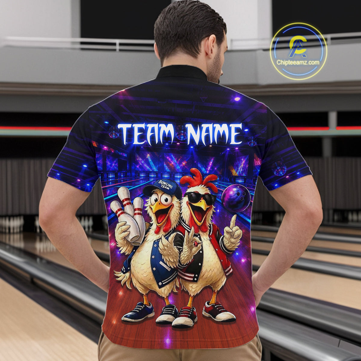 Custom Team Funny Chicken Bowling Shirt for Men Bowling Buddy Shirt Bowling Jersey QZT1240