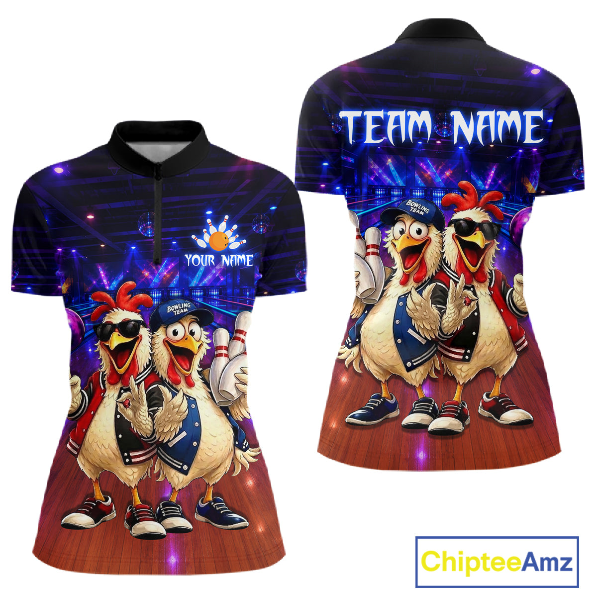 Custom Team Funny Chicken Bowling Shirt for Women Bowling Buddy Shirt Bowling Jersey QZT1240