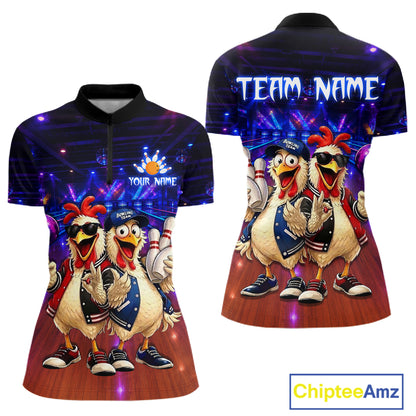 Custom Team Funny Chicken Bowling Shirt for Women Bowling Buddy Shirt Bowling Jersey QZT1240