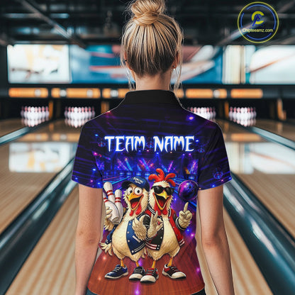 Custom Team Funny Chicken Bowling Shirt for Women Bowling Buddy Shirt Bowling Jersey QZT1240