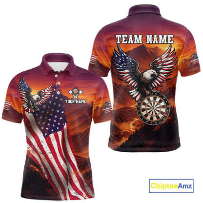 Sunset Tropical Dart Shirt American Flag Eagle for Men Dart Team Jersey Polo & Quarter-Zip DHT64