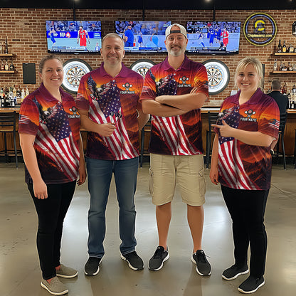 Sunset Tropical Dart Shirt American Flag Eagle for Men Dart Team Jersey Polo & Quarter-Zip DHT64