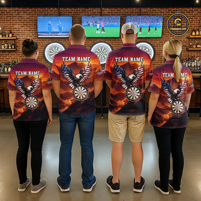 Sunset Tropical Dart Shirt American Flag Eagle for Men Dart Team Jersey Polo & Quarter-Zip DHT64