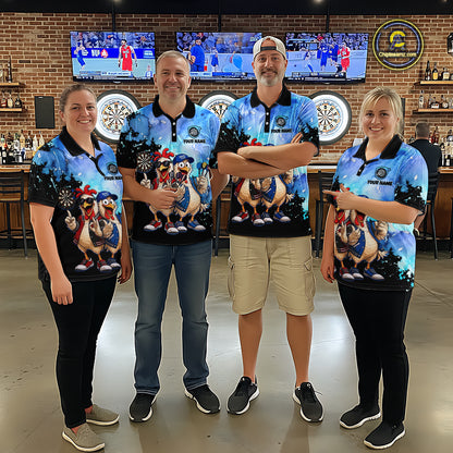 Custom Blue Funny Chicken Dart Shirts Buddy Dart Jersey for Women Dartboard Shirt DHT65