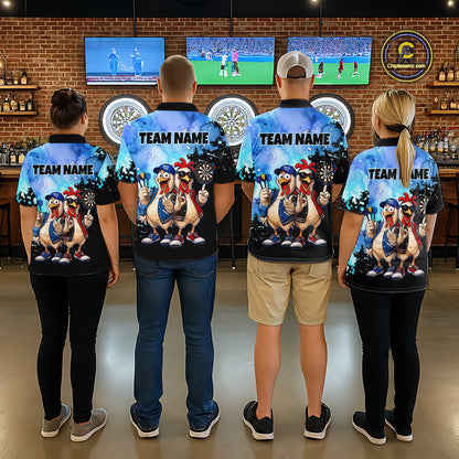 Custom Blue Funny Chicken Dart Shirts Buddy Dart Jersey for Women Dartboard Shirt DHT65