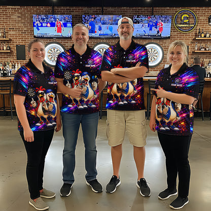 Custom Neon Colorful Funny Chicken Dart Shirts Buddy Dart Jersey for Men Dartboard Shirt DHT66