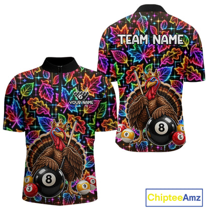 Custom Funny Turkey 8 Ball Billiard Shirts for Men Team Neon Autumn Pool Jersey BHT135