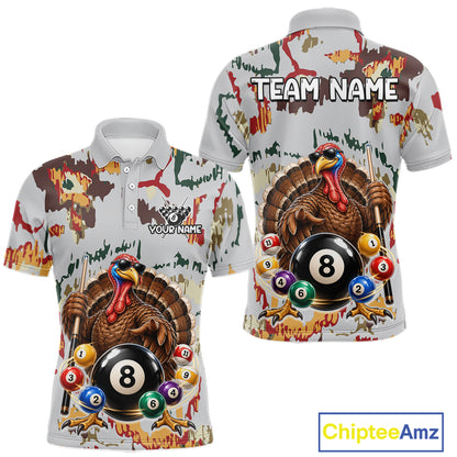 Custom Funny Turkey 8 Ball Billiard Shirts for Men Team Colorful Pool Jersey BHT136