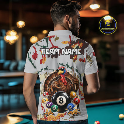 Custom Funny Turkey 8 Ball Billiard Shirts for Men Team Colorful Pool Jersey BHT136