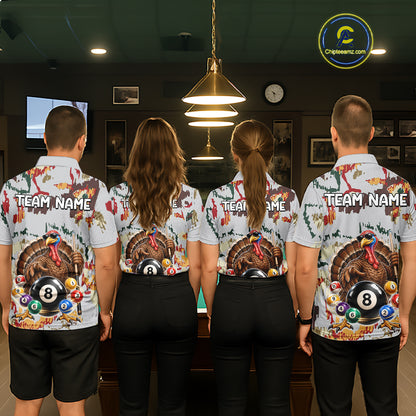 Custom Funny Turkey 8 Ball Billiard Shirts for Women Team Colorful Pool Jersey BHT136