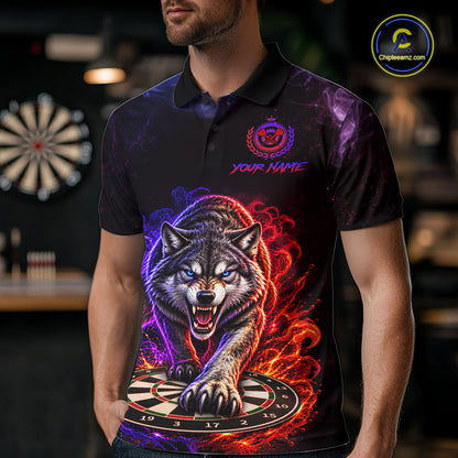 Custom Wolf Darts Shirt for Men Dartboard League Jersey Polo & Quarter-Zip DHT92