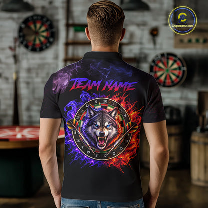 Custom Wolf Darts Shirt for Men Dartboard League Jersey Polo & Quarter-Zip DHT92
