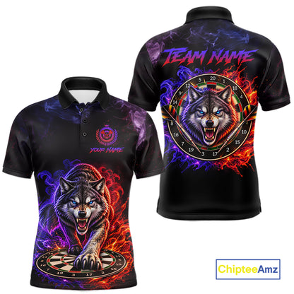 Custom Wolf Darts Shirt for Men Dartboard League Jersey Polo & Quarter-Zip DHT92