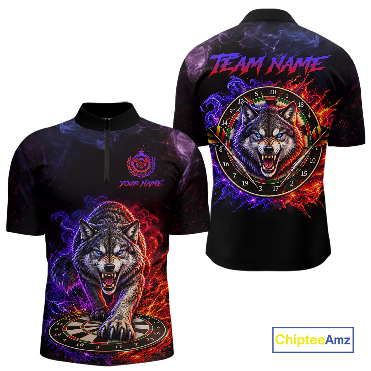 Custom Wolf Darts Shirt for Men Dartboard League Jersey Polo & Quarter-Zip DHT92