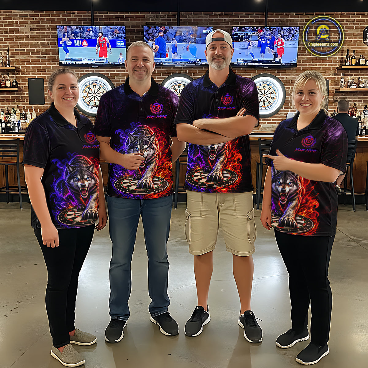 Custom Wolf Darts Shirt for Men Dartboard League Jersey Polo & Quarter-Zip DHT92