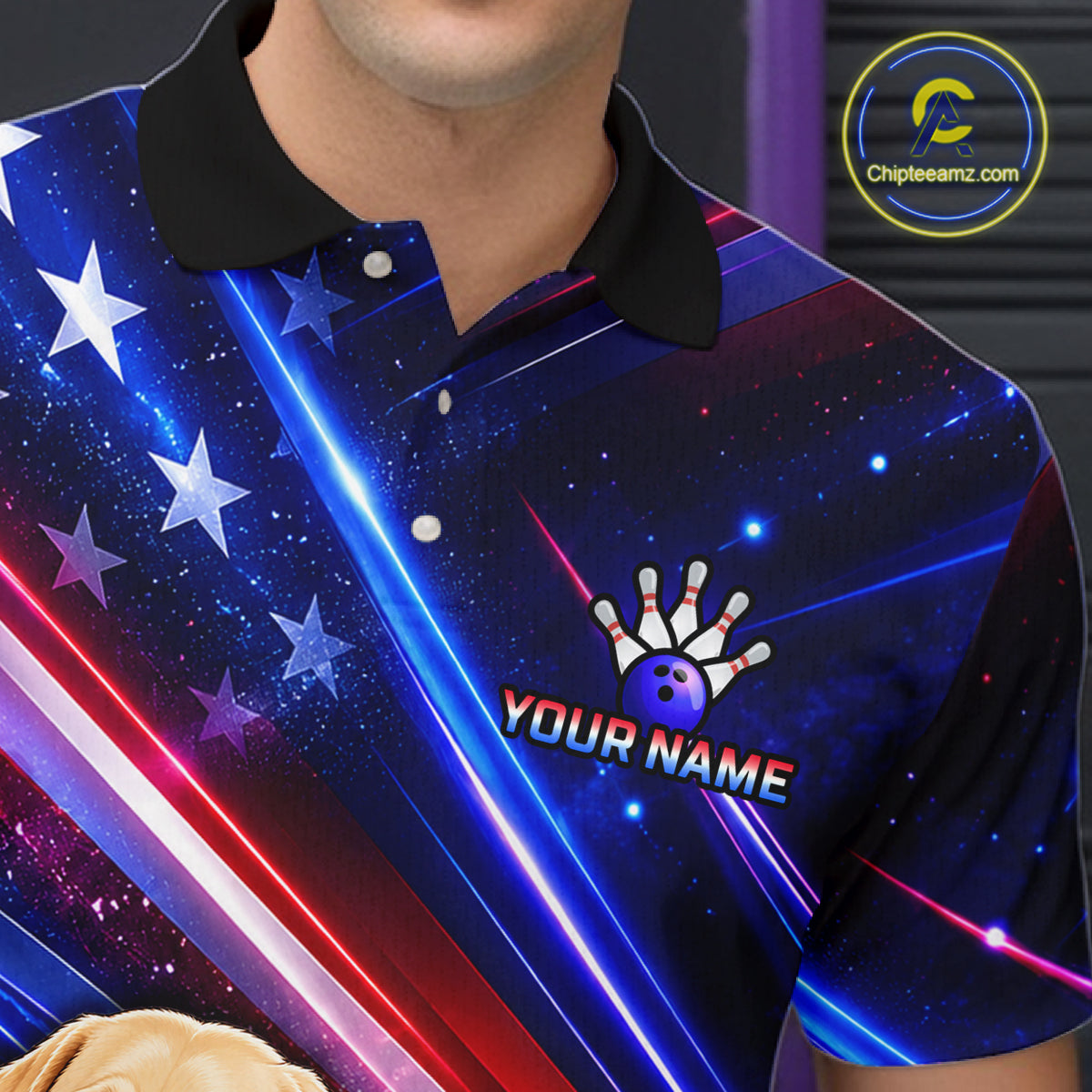 Custom American Flag Funny Labrador Retriever Bowling Shirt for Men Bowling Jersey Polo & 1/4 Zip QZT1382