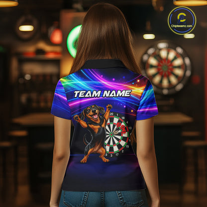 Custom Colorful Funny Dachshund Darts Shirt for Women Dartboard League Jersey Polo & Quarter-Zip DHT93