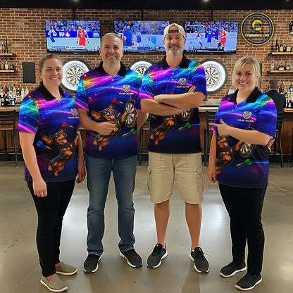 Custom Colorful Funny Dachshund Darts Shirt for Women Dartboard League Jersey Polo & Quarter-Zip DHT93