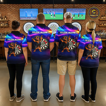 Custom Colorful Funny Dachshund Darts Shirt for Women Dartboard League Jersey Polo & Quarter-Zip DHT93
