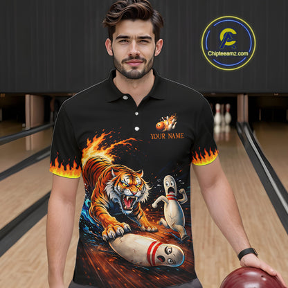 Personalized Tiger Bowling Shirt Orange Funny Bowling Team League Jersey for Men QZT832