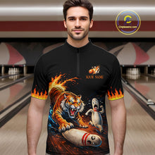 Load image into Gallery viewer, Personalized Tiger Bowling Shirt Orange Funny Bowling Team League Jersey for Men QZT832