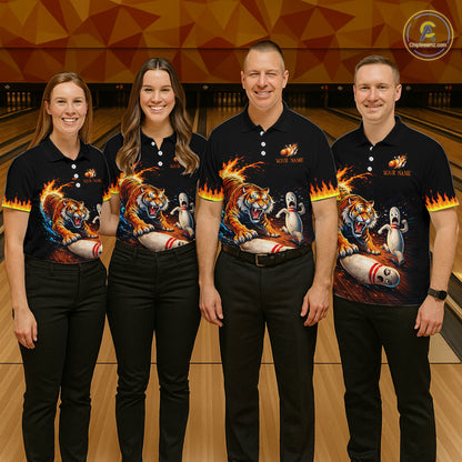 Personalized Tiger Bowling Shirt Orange Funny Bowling Team League Jersey for Men QZT832