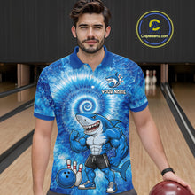 Load image into Gallery viewer, Custom Tie Dye Shark Bowling Shirt for Men Funny Bowling Team Jersey Polo &amp; 1/4 Zip QZT1004