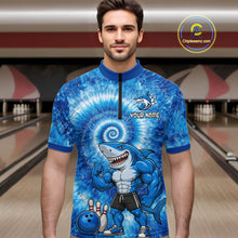 Load image into Gallery viewer, Custom Tie Dye Shark Bowling Shirt for Men Funny Bowling Team Jersey Polo &amp; 1/4 Zip QZT1004