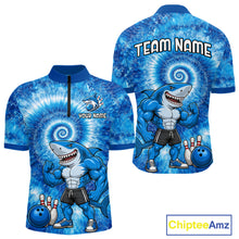Load image into Gallery viewer, Custom Tie Dye Shark Bowling Shirt for Men Funny Bowling Team Jersey Polo &amp; 1/4 Zip QZT1004