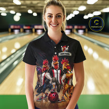 Load image into Gallery viewer, Custom Funny Chicken Family Bowling Shirt for Women Bowling Team Jersey Polo &amp; Quarter-Zip QZT1005