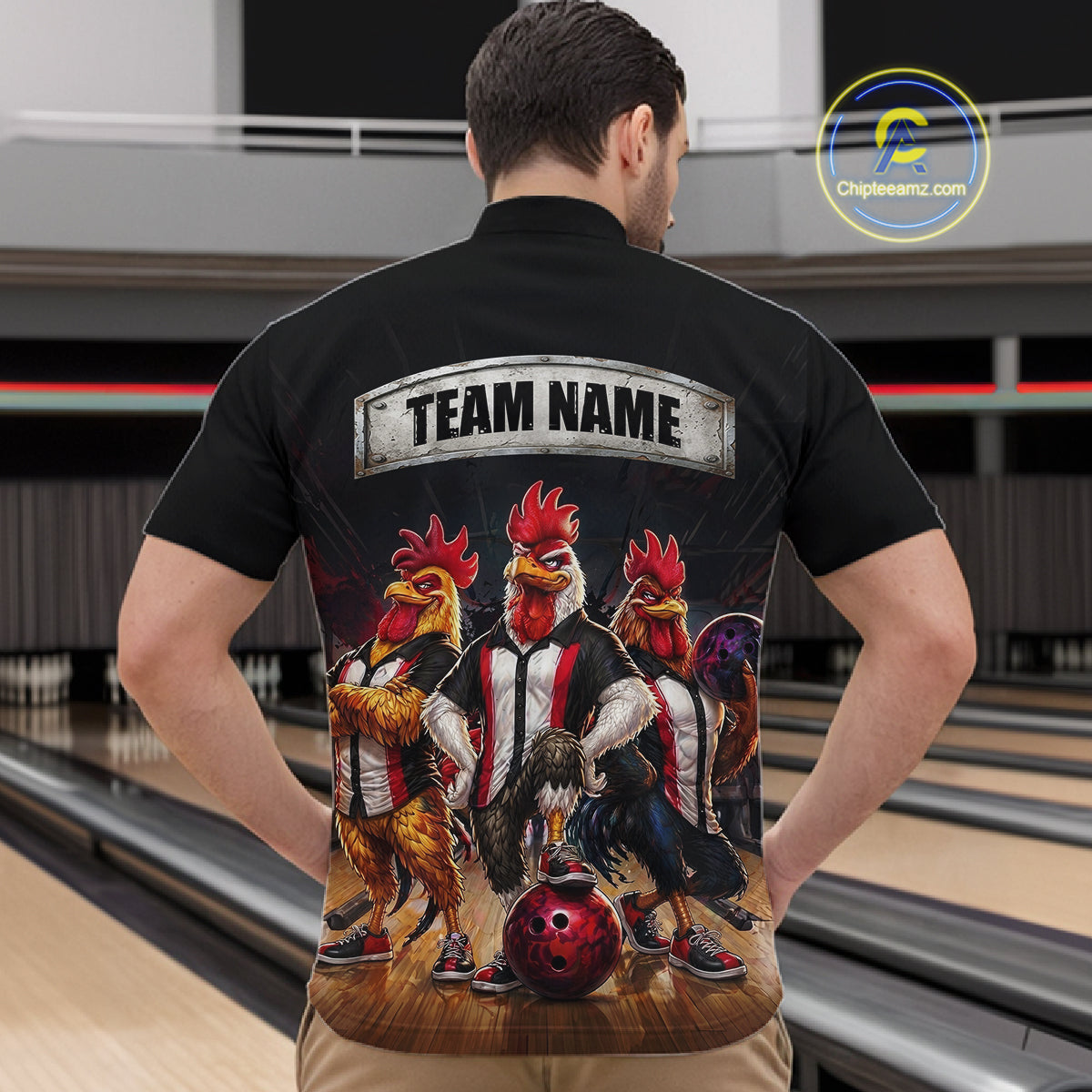 Custom Funny Chicken Family Bowling Shirt for Men Bowling Team Jersey Polo & Quarter-Zip QZT1005