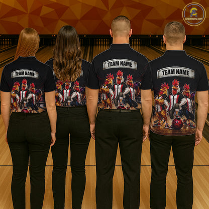 Custom Funny Chicken Family Bowling Shirt for Men Bowling Team Jersey Polo & Quarter-Zip QZT1005