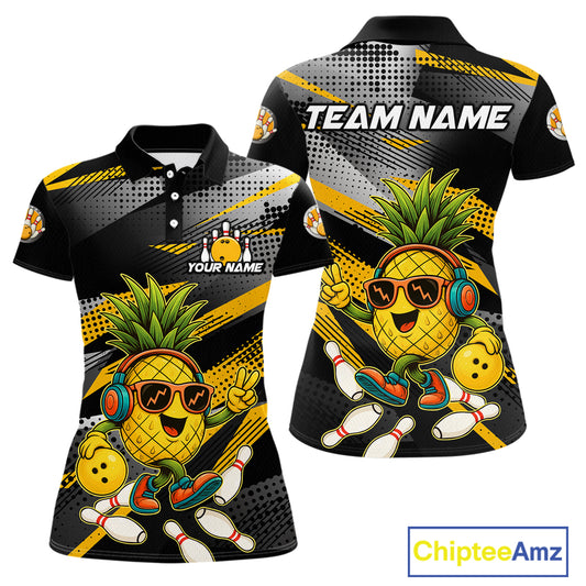 Custom Funny Pineapple Bowling Team Shirts for Women Bowling League Jersey QZT1318