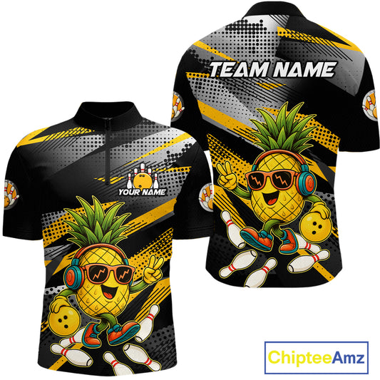 Custom Funny Pineapple Bowling Team Shirts for Men Bowling League Jersey QZT1318