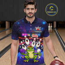 Load image into Gallery viewer, Custom Funny Frog Bowling Shirt for Men Polo &amp; Quarter-Zip Bowling Team Jersey League QZT1006