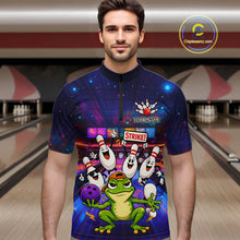 Load image into Gallery viewer, Custom Funny Frog Bowling Shirt for Men Polo &amp; Quarter-Zip Bowling Team Jersey League QZT1006