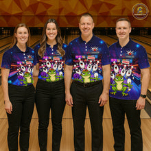 Load image into Gallery viewer, Custom Funny Frog Bowling Shirt for Men Polo &amp; Quarter-Zip Bowling Team Jersey League QZT1006