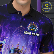 Load image into Gallery viewer, Person wearing a purple polo shirt with a logo and 'Your Name' text, brand logo in the corner.