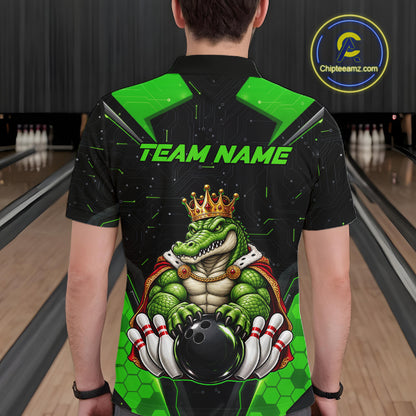 Custom Funny King Alligator Bowling Shirts Crown Bowling Jersey for Men QZT1323