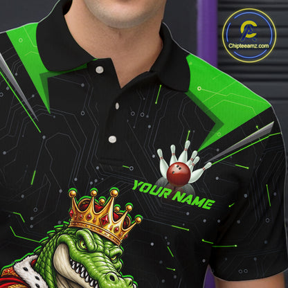 Custom Funny King Alligator Bowling Shirts Crown Bowling Jersey for Men QZT1323