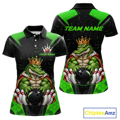 Custom Funny King Alligator Bowling Shirts Crown Bowling Jersey for Women QZT1323