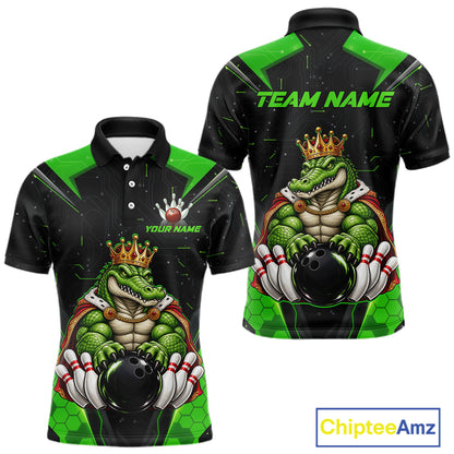 Custom Funny King Alligator Bowling Shirts Crown Bowling Jersey for Men QZT1323