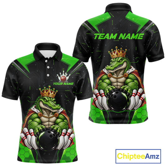Custom Funny King Alligator Bowling Shirts Crown Bowling Jersey for Men QZT1323